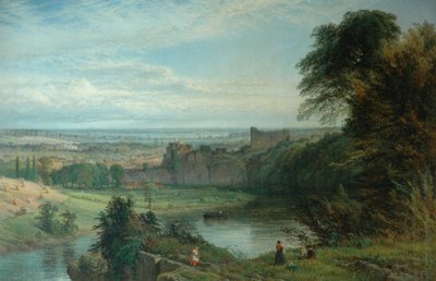 Paisaje con Castillo y Río y Castillo de Chepstow, 1862 de Henry Dawson